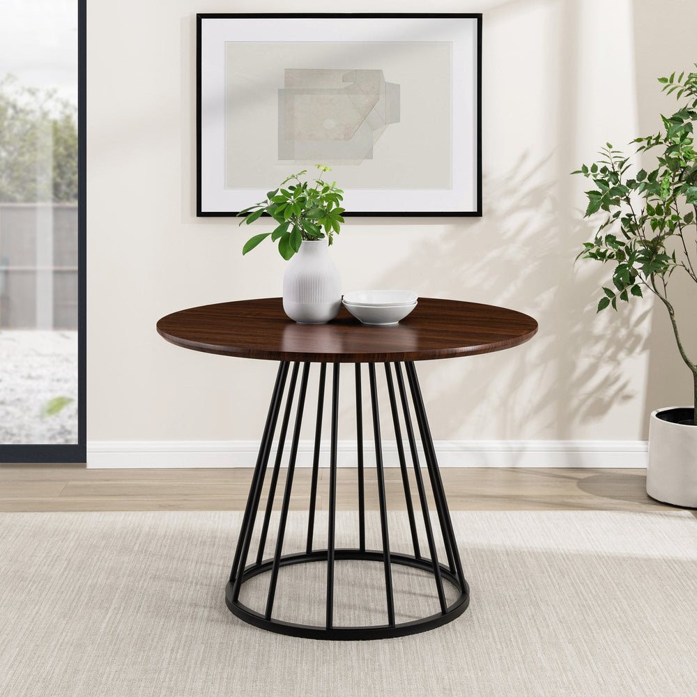 Vivian Modern Round Dining Table with Metal Base – Walker Edison