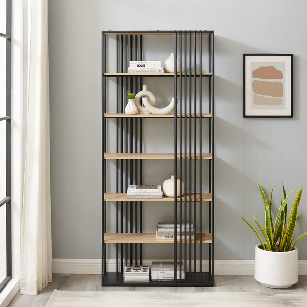 78" Minimalist Open Slat Bookshelf Bookcases & Standing Shelves Walker Edison 