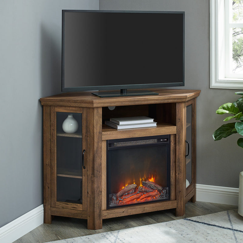 48" Wood Corner Fireplace TV Stand Living Room Walker Edison 