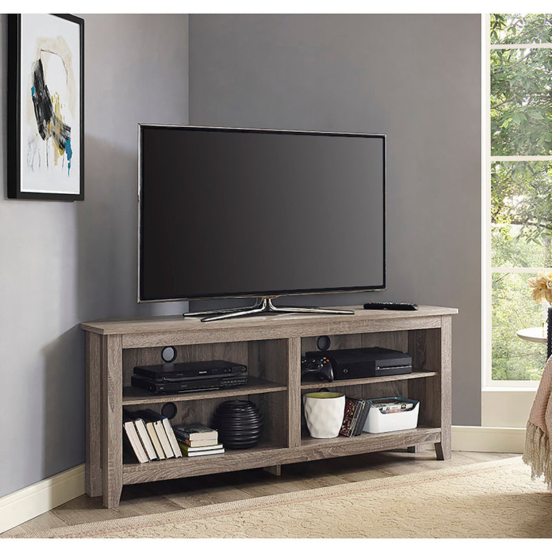 Modern 58 Corner TV Stand | Corner TV Console | Corner Stand TV - Easy Assembly, Transitional Style