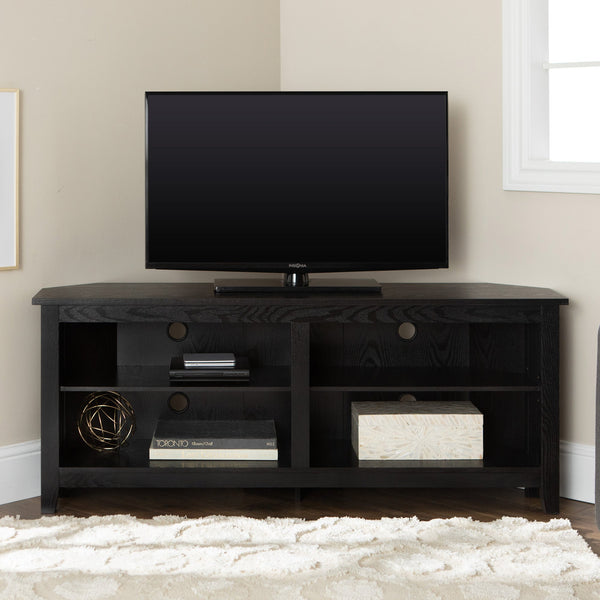 Modern 58 Corner TV Stand | Corner TV Console | Corner Stand TV - Easy Assembly, Transitional Style