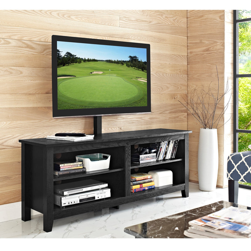 Simple Wood TV Stand with Mount Living Room Walker Edison Black 