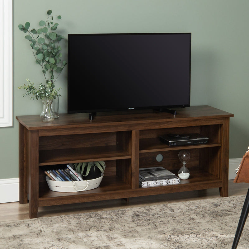 58" Simple Wood TV Stand Living Room Walker Edison 