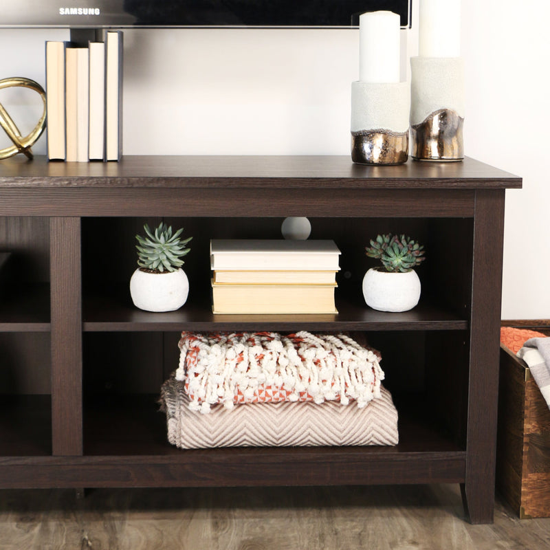 Simple Wood TV Stand with Mount Living Room Walker Edison Espresso 
