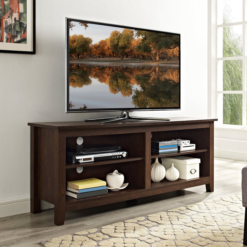 58" Simple Wood TV Stand Living Room Walker Edison Traditional Brown 