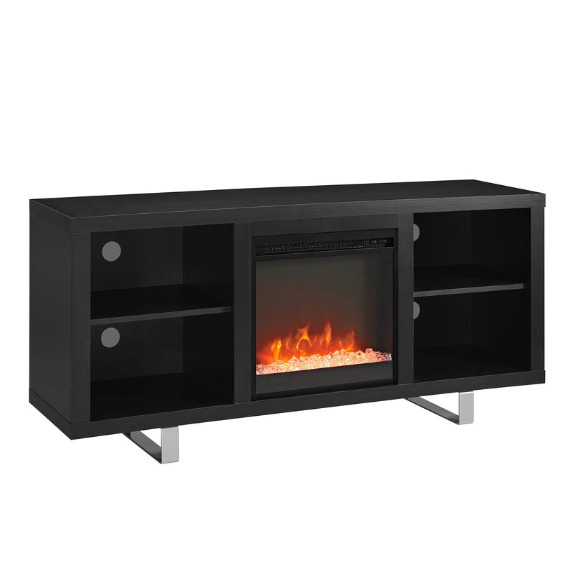58" Simple Modern Electric Fireplace TV Stand Living Room Walker Edison Black 