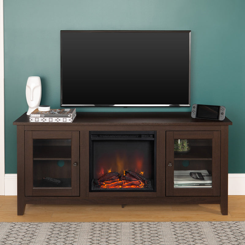 58" Traditional Electric Fireplace TV Stand Living Room Walker Edison Espresso 