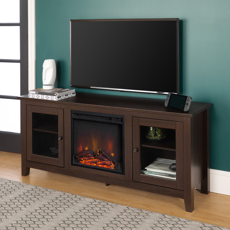 58" Traditional Electric Fireplace TV Stand Living Room Walker Edison 