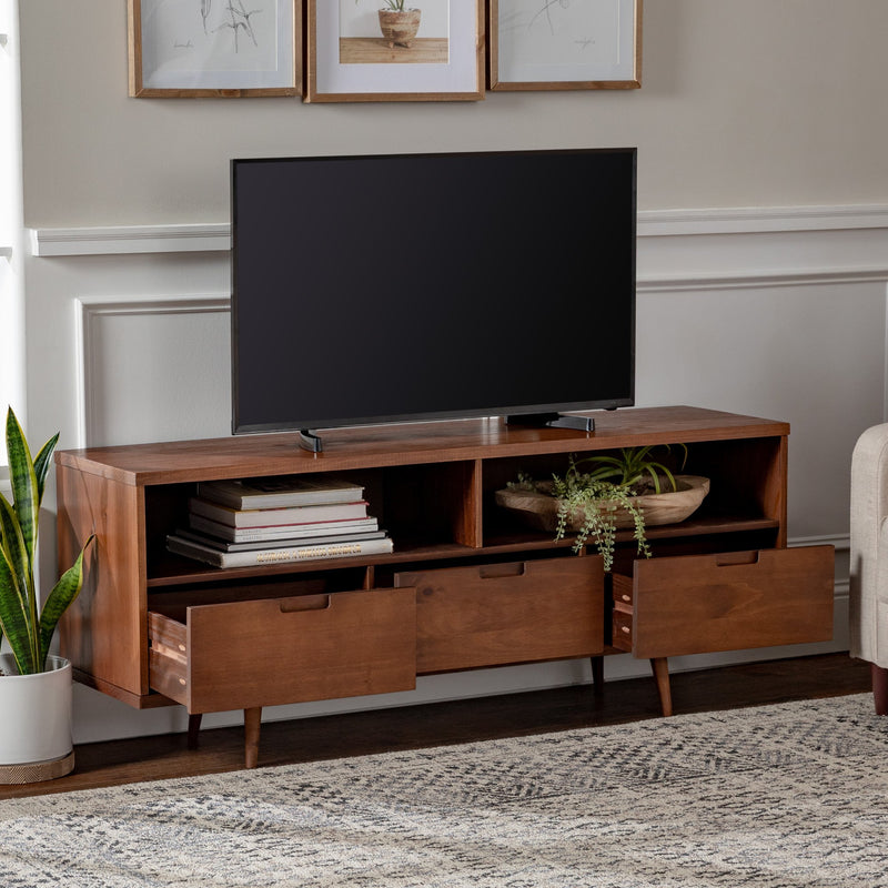 Ivy 3-Drawer Solid Wood TV Console Living Room Walker Edison 