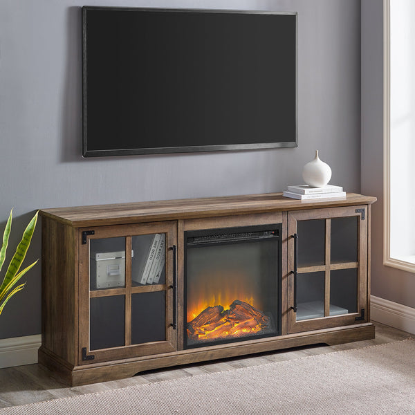 Abigail 60" 2 Door Fireplace Console Living Room Walker Edison 