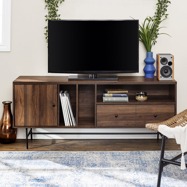 Jacklyn Modern TV Console Living Room Walker Edison Dark Walnut 