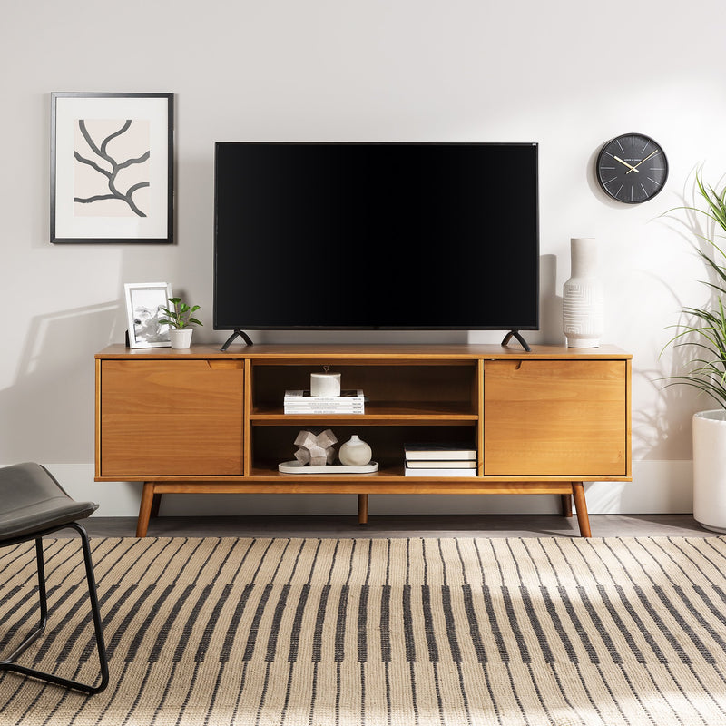 Adair 70" Solid Wood TV Stand Living Room Walker Edison Caramel 