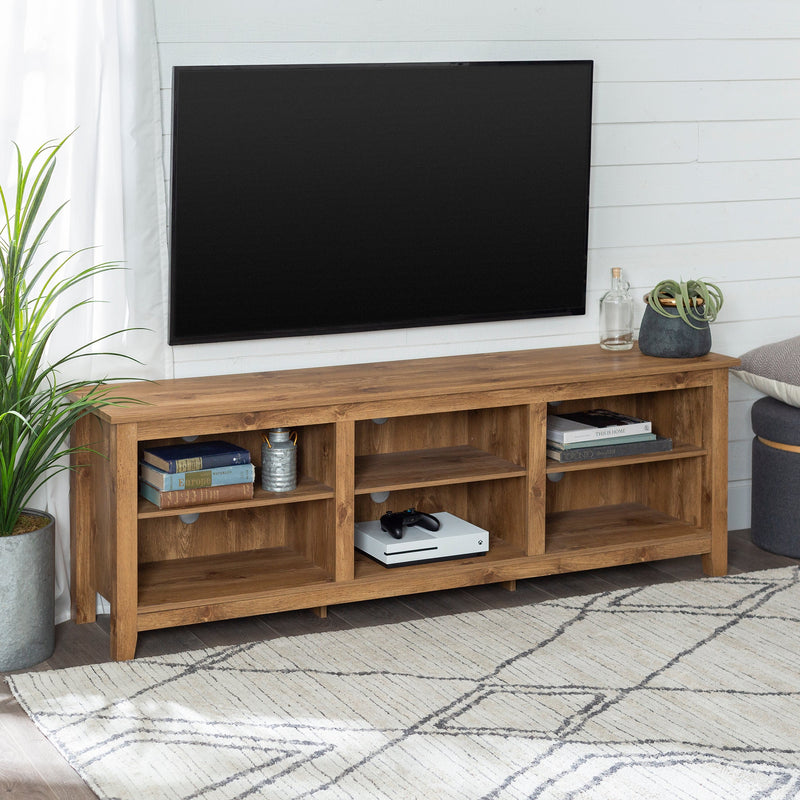 Essential 70" Rustic Wood TV Stand Living Room Walker Edison 