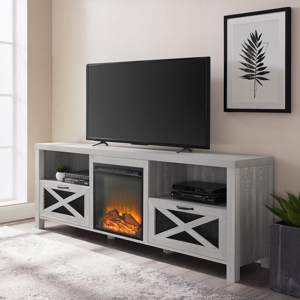 Abilene 70" Rustic Farmhouse Fireplace TV Stand Living Room Walker Edison 