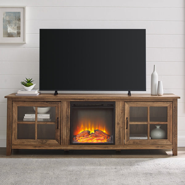 Simple Fireplace Console with Glass Doors – Walker Edison