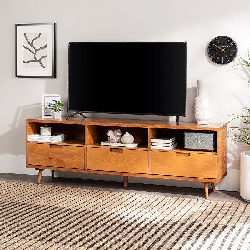 Ivy 70" 3 Drawer Solid Wood TV Stand Living Room Walker Edison 