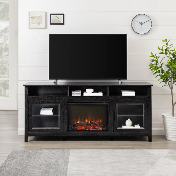 Modern Rustic Tall Fireplace TV Stand for TVs up to 80” Entertainment Centers & TV Stands Walker Edison 