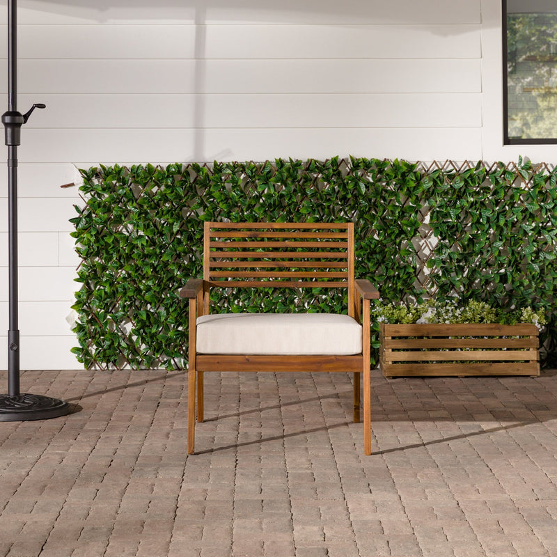 Mid-Century Modern Acacia Outdoor Slat-Back Lounge Chair Living Room Walker Edison 