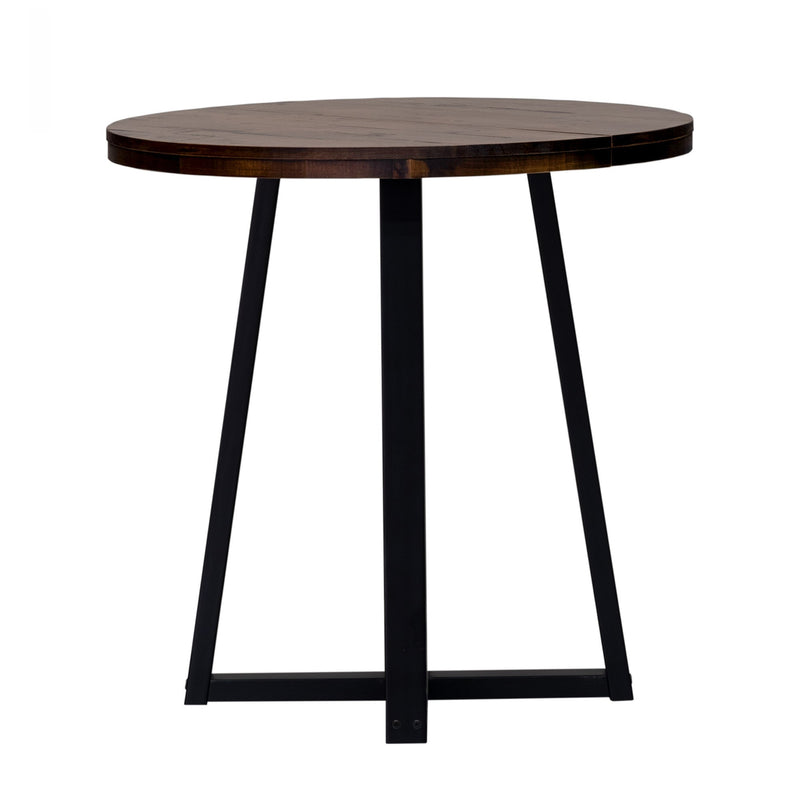 36" Distressed Wood Round Counter Table Living Room Walker Edison Mahogany/Black 