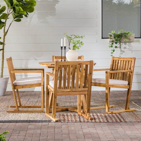 5-Piece Modern Solid Wood Geometric Outdoor Dining Set Living Room Walker Edison 